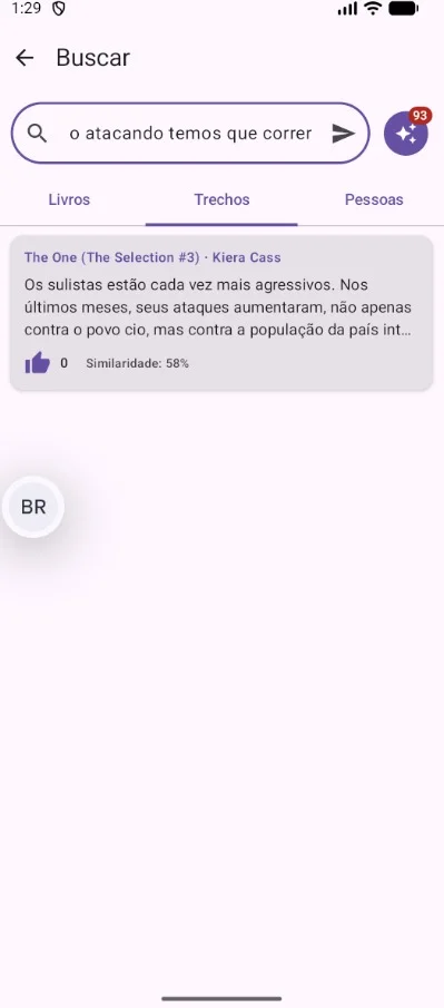 Busca semântica de trechos do BookDragon